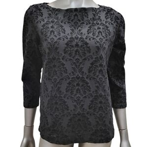 144B. J. McLaughlin Elegant Black Patterned Women's Top - Size Medium